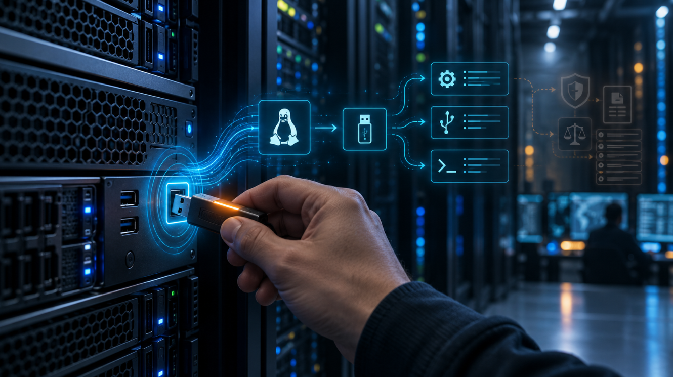 Detection of external USB device on a server running Linux